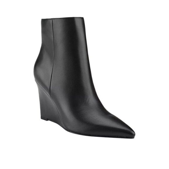 MARC FISHER Womens Black Wendel Pointy Toe Wedge Zip-Up Dress Booties boots 5 M - Picture 1 of 4